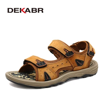 

DEKABR Genuine Leather Men's Shoes Summer Sandals Fashion Beach Walking Flats Hot Sale Moccasins Sneakers Slippers Size 39~46