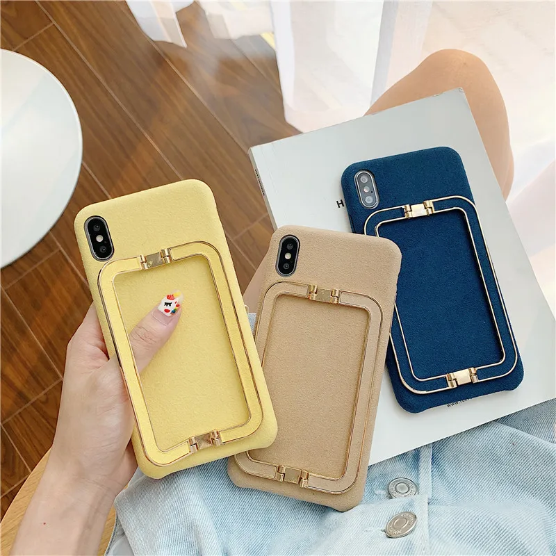 Зимний тканевый чехол для телефона iPhone XR case X XS 6 Plus 6s 7Plus 8 XS MAX сотовый кронштейн funda iPhone 7 чехол с золотой боковой подставкой
