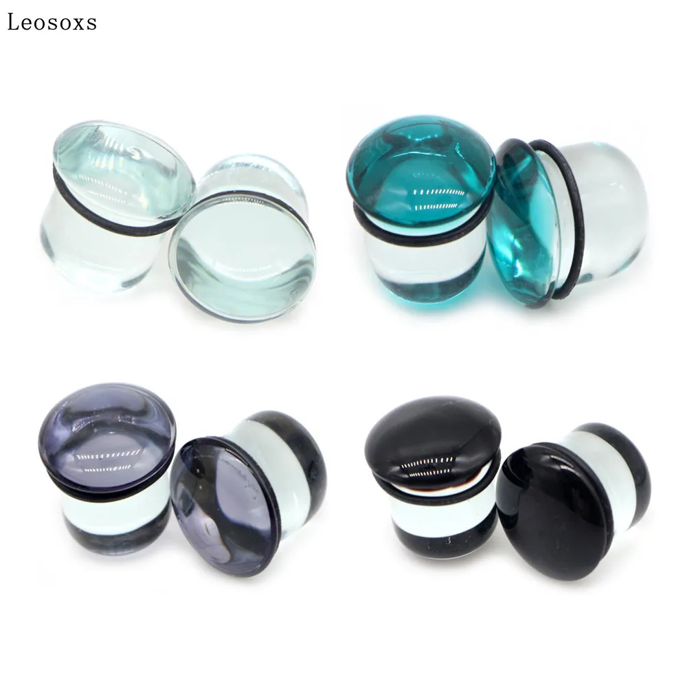

Leosoxs 2 Pcs 6-25mm Ear Expander Glass Ear Expander Auricle Earrings Body Piercing Jewelry Earplugs