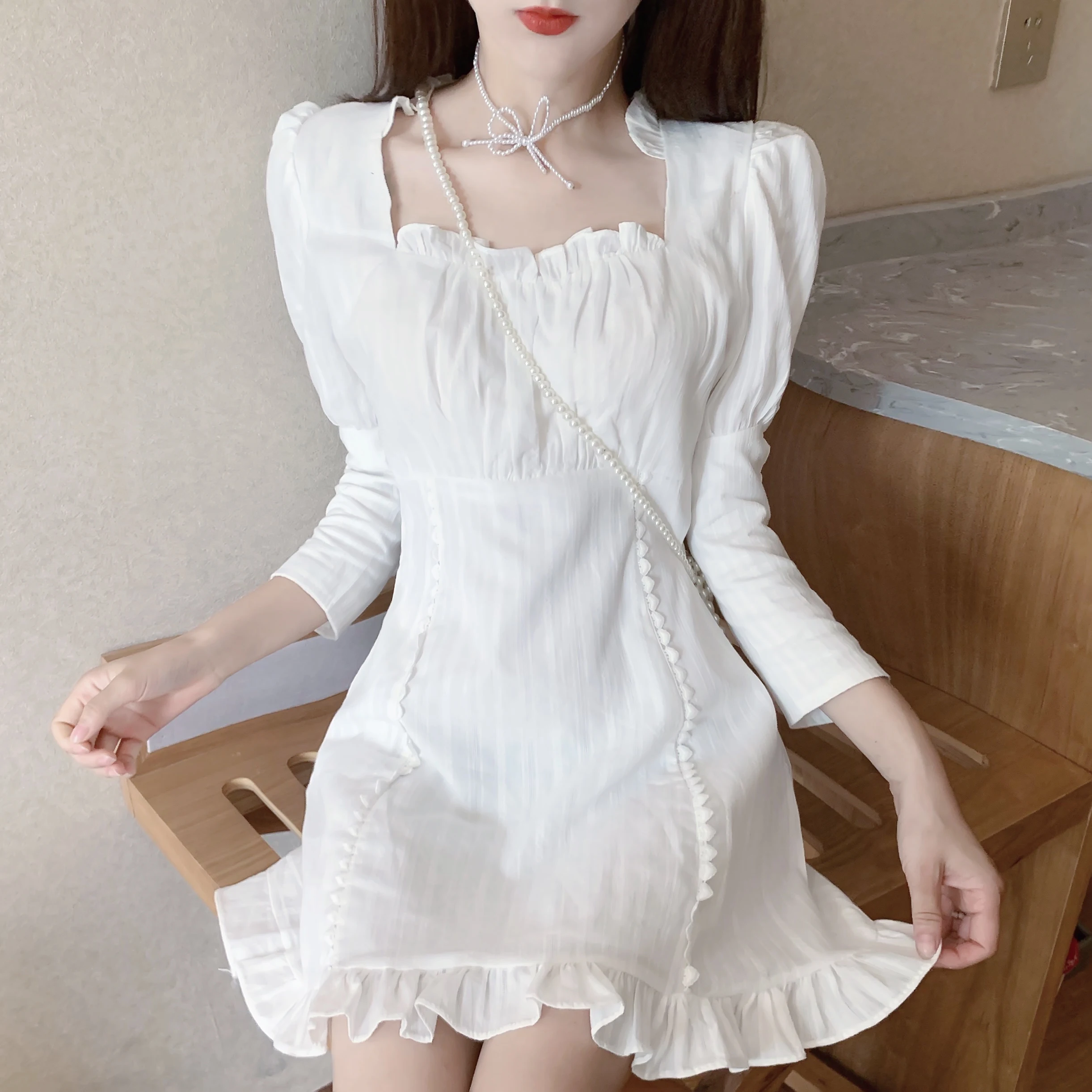 white shirt smock dress