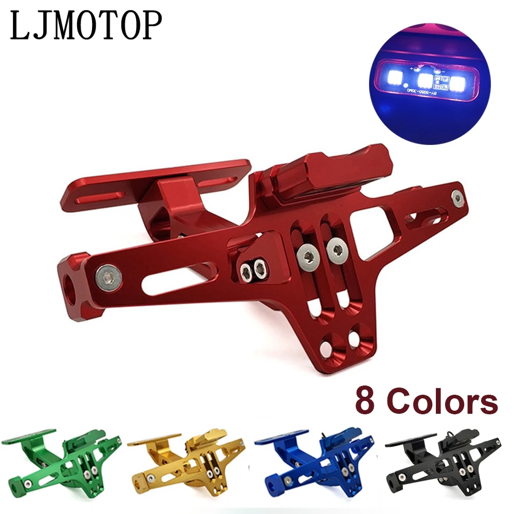 

Motorcycle License Plate Frame Holder Adjustable Angle + LED Light CNC For BMW R1200GS ADVENTURE R1250GS R1200R R1200RT R1200S