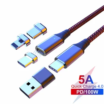 

100W Magnetic PD Fast Charging Micro Cable Type C to Type C Data Cable For MacBook iPhone 11 Pro MAX SAMSUNG S20 Ultra S10+QC4.0