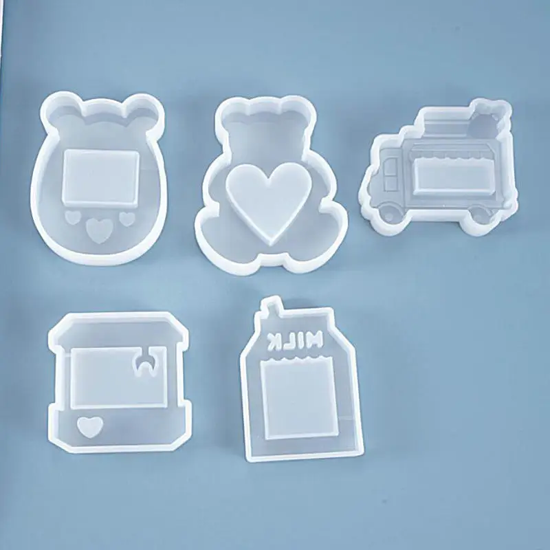 DIY Shaker Molds Bear Toy Machine Silicone Mold Handmade Resin Jewelry Milk Box Cute Car Charms