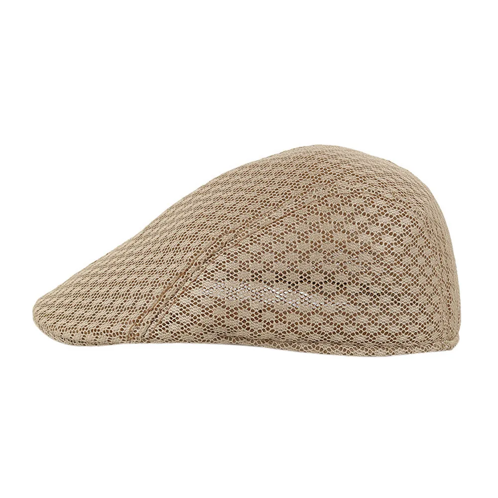 New Men's Golf Hat Breathable Mesh Newsboy Hats Casual Beret Caps Berets Caps for Men Casual Peaked Hat Visors Casquette Hats - Цвет: Khaki