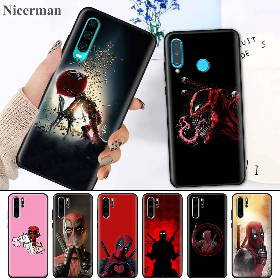 

Silicone Case Cover for Huawei P30 P20 P10 Mate 30 20 10 Lite Pro P Smart Z Plus 2019 Nova 5i Pro Shell Deadpool Dead Pool Funny