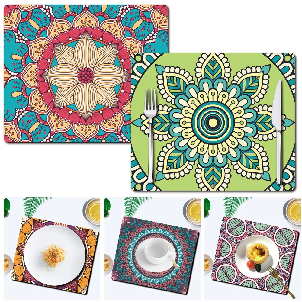 Kitchen Placemat Coaster Pu Leather 21cmx25cm Rectangle Decoration Table Mat Accessories | Дом и сад