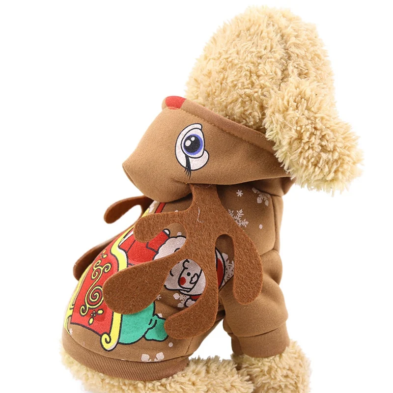 Для домашних животных из хлопка кораллового цвета с капюшоном Рождественский карнавальный костюм теплый с капюшоном 2 брюки с широкими штанинами Топы Фестивальная одежда