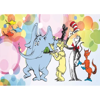 

Colorwonder Elephant Horton Holding Dandelion Anonymous Town Residents Kids Bithday Party Colourful Polka Dots Flower Backdrops