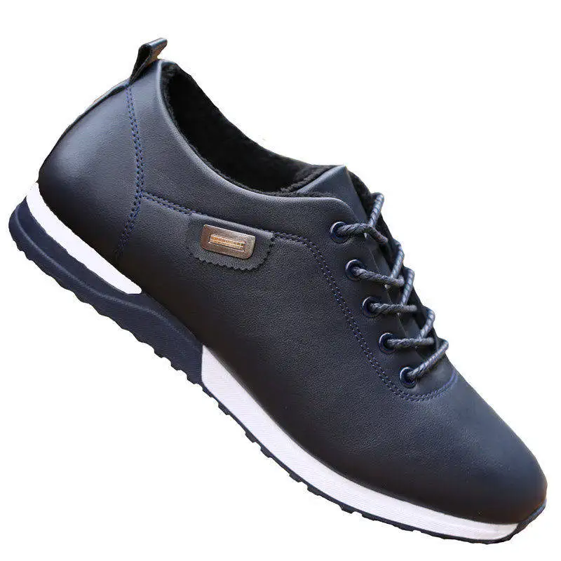 

Men Shoes Brand Casual Oxford Shoes Waterproof Leather Shoes Short plush Sneakers Men Flats zapatos de hombre Fashion Mens Shoes