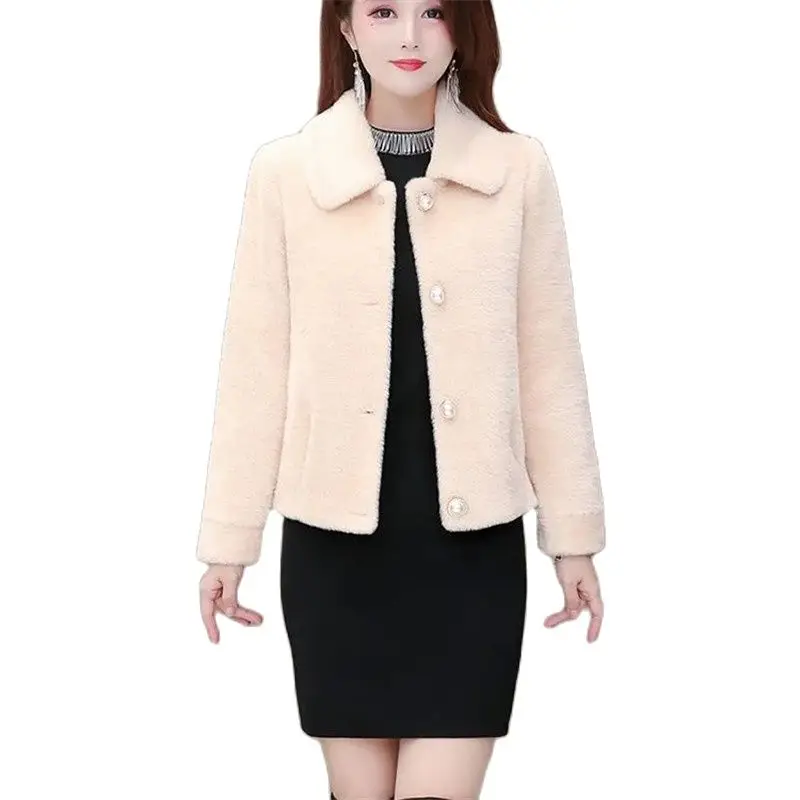 

Высококачественное Короткое женское пальто из искусственной норки и бархата, Новинка весна-осень 2022, Модная тонкая утепленная женская шерстяная верхняя одежда