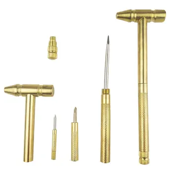 

Copper Hammer, Screwdriver Hand Tools 6 in 1 Mini Multifunction for Watchmaker Jewelers and Eating Walnuts / Gold 1pc