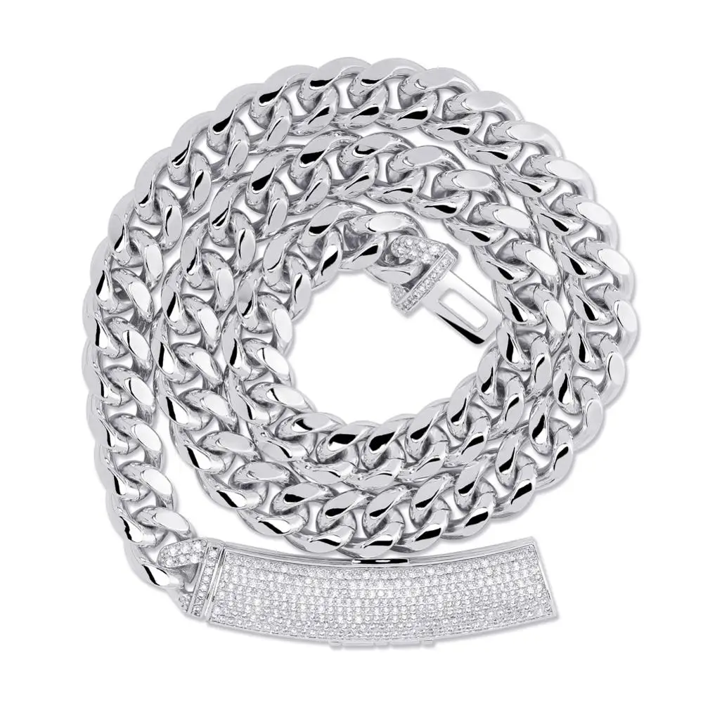 TOPGRILLZ 12 мм новейшая длинная застежка Micro Pave Iced Out CZ кубинские Соединенные ожерелья роскошные шикарные цепи хип хоп рок ювелирные изделия - Окраска металла: Silver