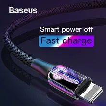 Baseus Smart power Off USB кабель для iPhone XR Xs Max 11 Pro 8Plus 2.4A Быстрая зарядка USB зарядный кабель для iPhone светодиодный кабель для передачи данных