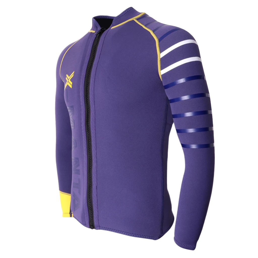 Premium Neoprene Men's 3mm Wetsuit Jacket Top Long Sleeve Front Zip Scuba Diving Wet Suit for Paddleboarding Kiteboarding