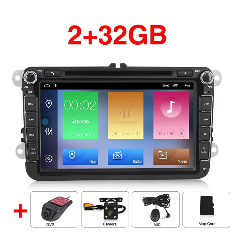 MEKEDE Android 9,0 автомобиля gps навигации для Volkswagen SKODA Гольф 5 6 POLO PASSAT B5 B6 TIGUAN caddy БОРА dvd плеер BT - Цвет: 32G add camera DVR