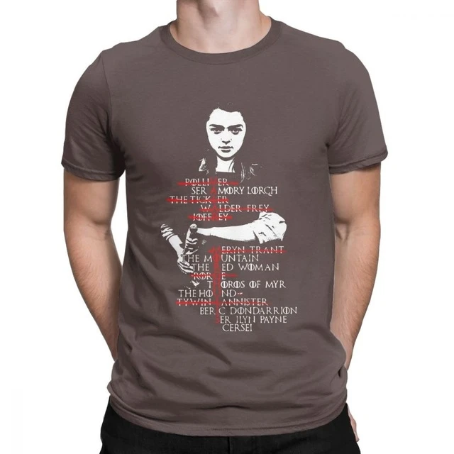 Коричневый Eightin Игра престолов Arya Stark List Мужская футболка Топы с короткими рукавами большого размера новые футболки с округлым вырезом хлопковая футболка - Цвет: Коричневый