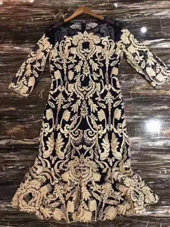 colour 1 3XL платье Vestido весна лето вечерние коктейльные женские сексуальные прозрачные сетчатые с вышивкой 3/4 рукав облегающее платье цвета красного вина темно-синего цвета - Цвет: colour 1