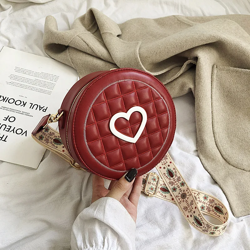 

Graceful Mini Rhombus Small round Bag INS Super Fire Bag Women's 2019 Korean-style Wide-Strap Crossbody Bag