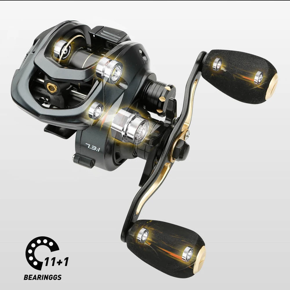 TEUKIM Baitcasting Reel 17.6LB Max Drag Carbon Fiber Baitcasters 11+1 Super  Smooth Fishing Reels Magnet Brake System