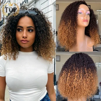 

Topnormantic Ombre Color 13x6 Lace Front Human Hair Wig Remy Kinky Curly Human Hair Wig 2 Tone Middle Part Guleless Wig