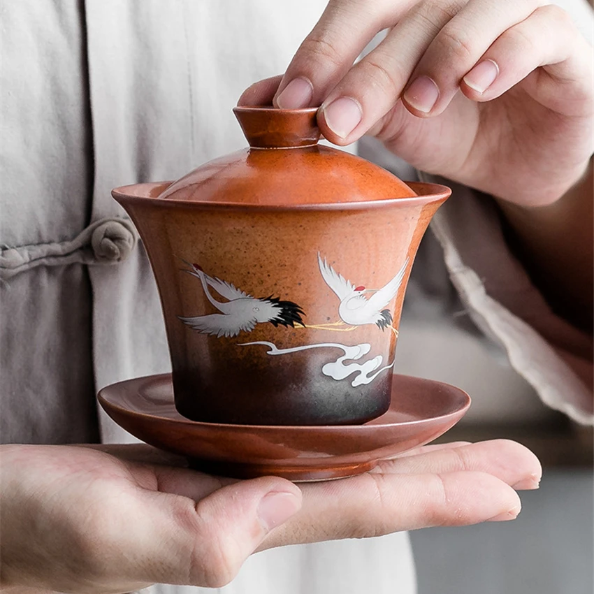 Эмаль Gaiwan разрисованная вручную керамика пиалы для чая чайный набор кунг-фу фарфор Чайный набор из чайная чашка в китайском стиле Чай Услуги