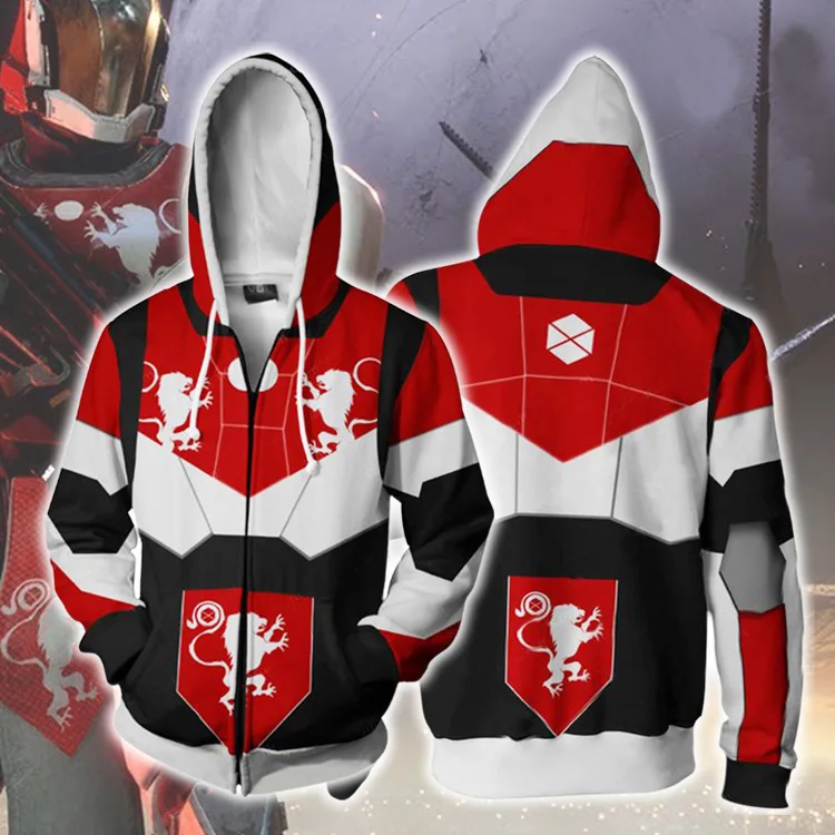 Красный Игра Destiny 2 Косплей главный герой толстовка на молнии для мужчин и женщин Повседневная спортивная одежда свитер 3D печать - Цвет: Красный
