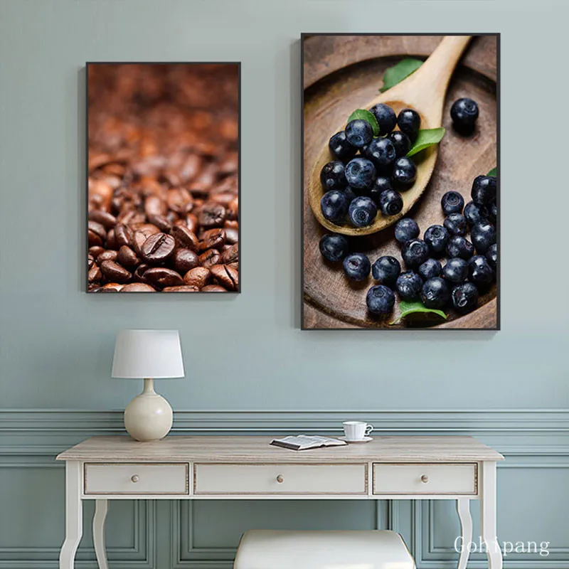 Coffee-Beans-Fruit-Blueberry-Canvas-Painting-High-Tea-Posters-n-Prints-Wall-Art-Pictures-for-Cafe (2)