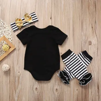 

Baby Girls Boy Daddy Is My Superman Newborn Toddler Top Letter Romper+Striped Leg Warmer+ Headband Outfit 3Pcs Sets Clothing