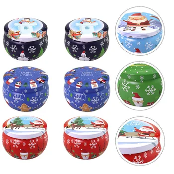 

6Pcs Party Candy Tins Christmas Empty Tins Candle Tins for Kids