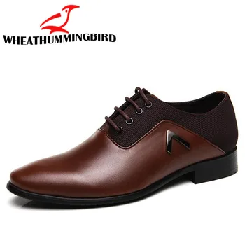 

2019 Hot Men Dress Formal Lace-up Shoes Big Size Men Business Oxford Shoes Brand Men Wedding Pointed toe Leather Shoes LM-66