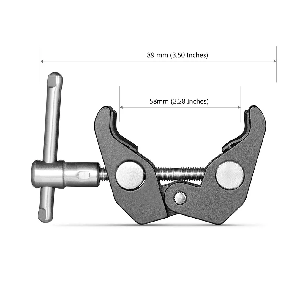 Super Clamp with 1/4 and 3/8 Thread 2pcs Pack For 15mm-44mm Rods Cameras Lights