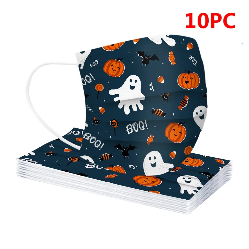 10pc Halloween Children's Mask Disposable Face 3ply Ear Loop Dust Proof Breathable Masken For Kids mascarillas para niños |
