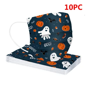 

10pc Halloween Children's Mask Disposable Face Mask 3ply Ear Loop Dust Proof Breathable Protection Mascarillas Masken For Kids