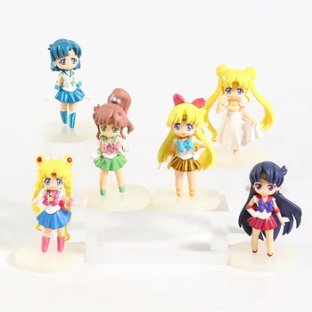 

Sailor Moon Crystal Tsukino Usagi Serenity Mizuno Ami Hino Rei Kino Makoto Minako Aino PVC Figures Toys 6pcs/set