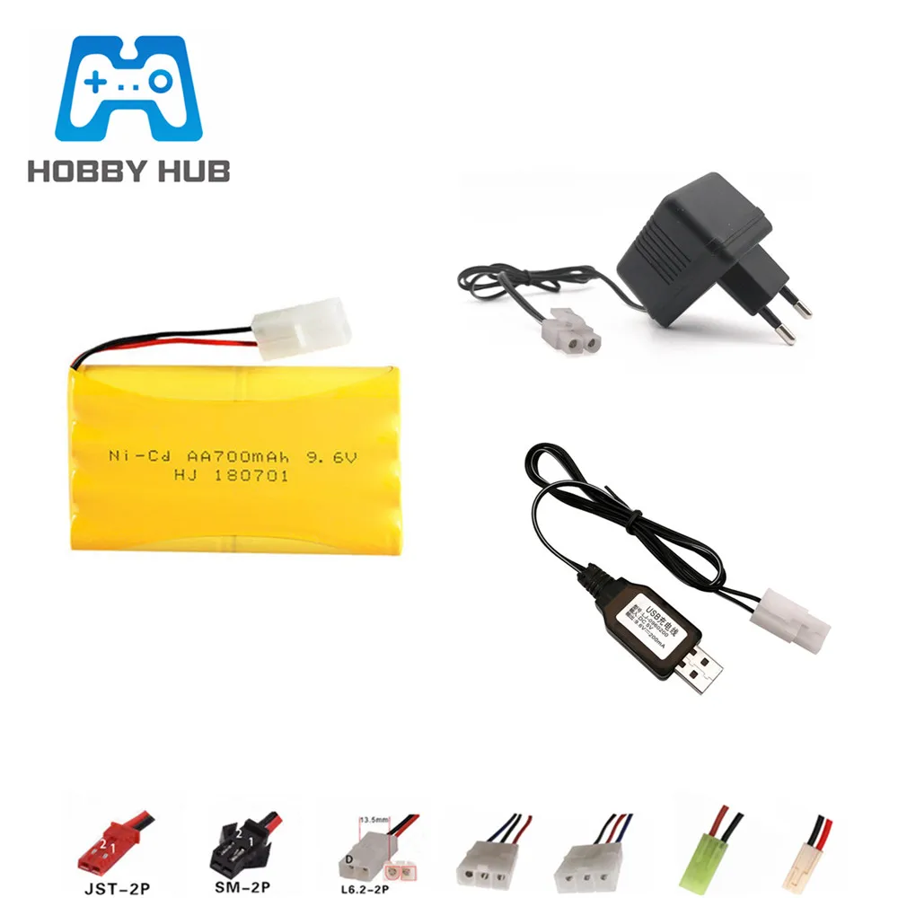 9.6V 700mah NICD Battery and charger For Rc Toys Car boat Tanks Trucks spare part AA Ni-CD 9.6v Pack | Игрушки и хобби