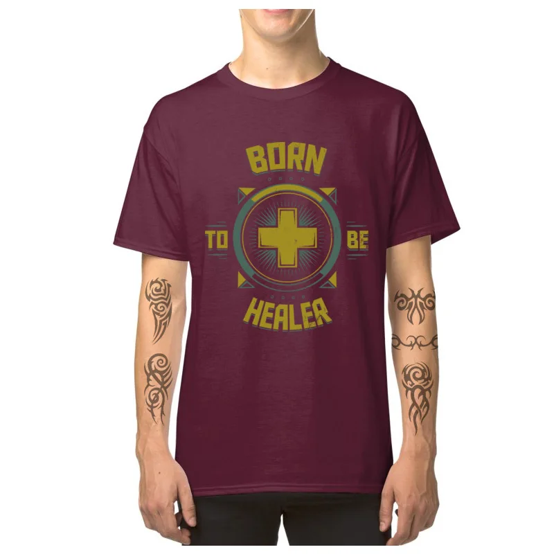 Футболка мужская с принтом Рок н ролл хлопковая тенниска надписью Born To Be Healer Cross