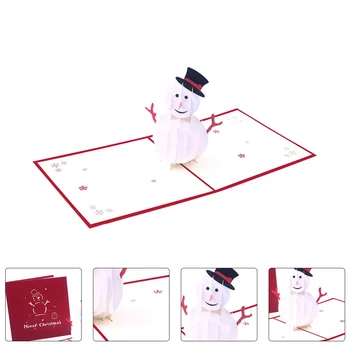 

1Pc 3D Christmas Greeting Cards Paper Carved Snowman Wishing Cards (White)