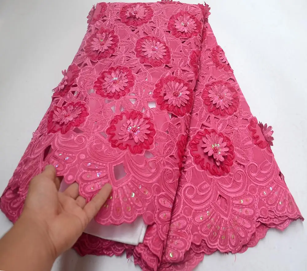 

Superior Cotton Lace Fabric Cut hole Swiss Voile Lace With Beads 2019 High Quality Embroidery Organza Lace Fabric For Wedding