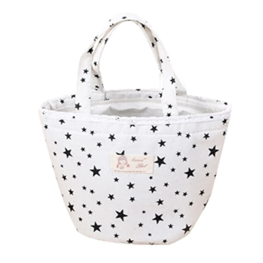 Женская простая Портативная сумка для ланча на шнурке, хлопковая изоляционная сумка, удобная термосумки сумка-холодильник repas - Цвет: B