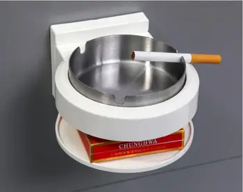 

1PC Multifunction Ashtray Home Stainless Steel Wall-mounted Ashtray Hole-free Hanging Ashtray Waterproof Ash Storage Rack QA 146