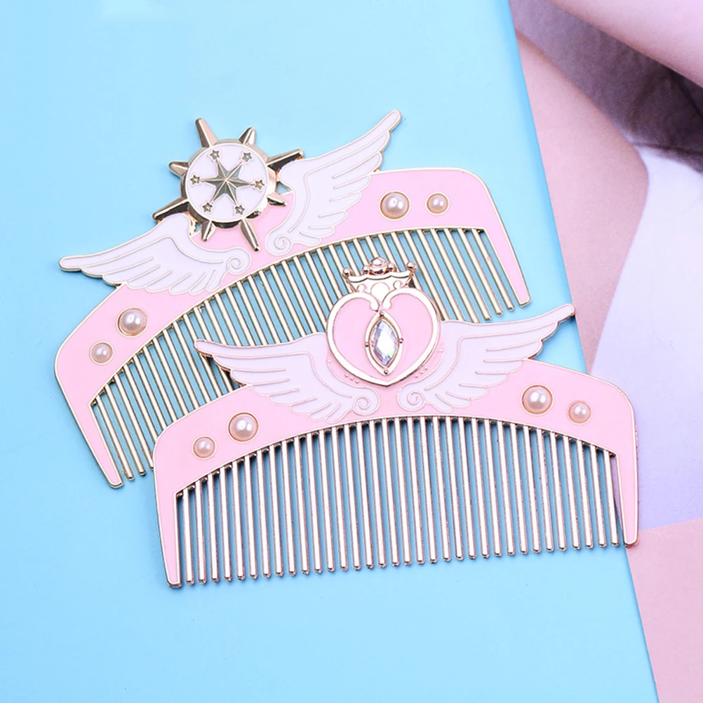 Anime Sailor Moon Hairdressing Comb Cosplay Props Cardcaptor Sakura Pink Woman Cartoon Metal Pettine Originality Gift with bag