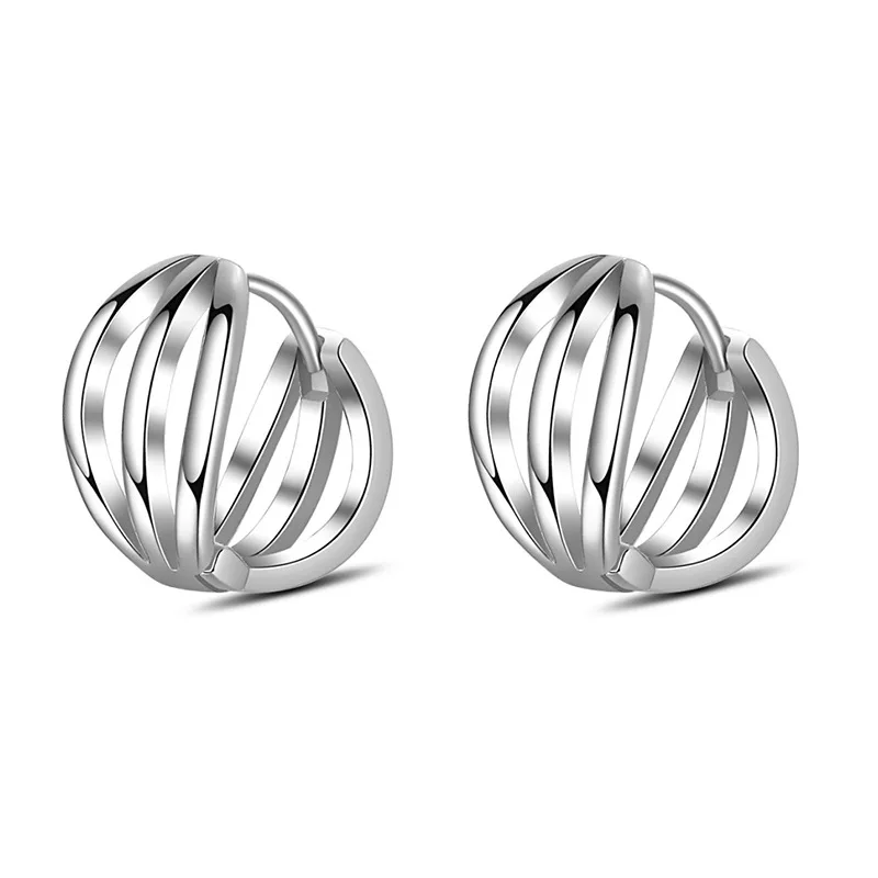 KOFSAC Fashion 925 Sterling Silver Earrings For Women Temperament Glossy Three Sides Ear Buckle Jewelry Lady Birthday Party Gift
