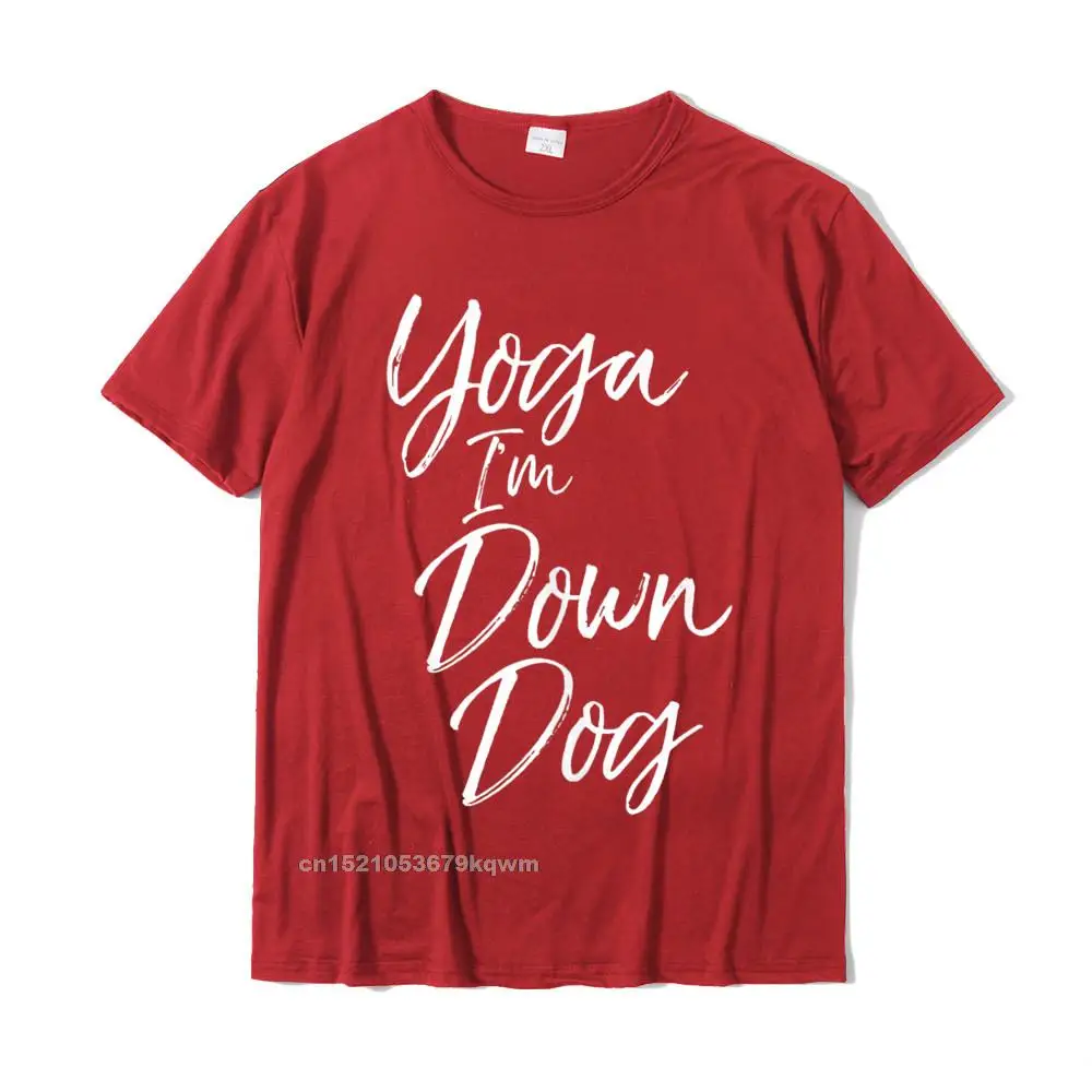 Classic Hot Sale Short Sleeve Casual T Shirt Cotton Fabric Crew Neck Men Tops T Shirt Printed On T-shirts Summer/Autumn Downward Dog Pose Saying for Women Cute Yoga Im Down Dog Tank Top__3679 red