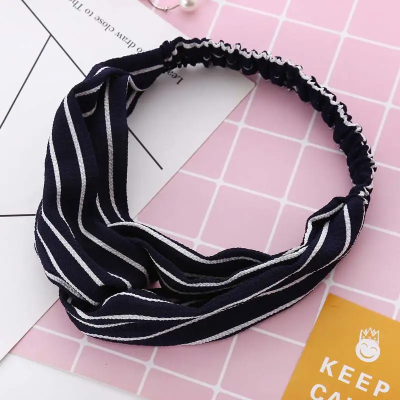 Йога RunningStriped клетчатые крестовые повязки для головные уборы для девушек детское милое украшение для волос с орнаментом Детские аксессуары для волос банданы - Цвет: 7