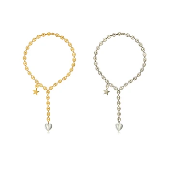 

Glass love pig nose Y-shaped neck chain temperament star collarbone necklace female necklace