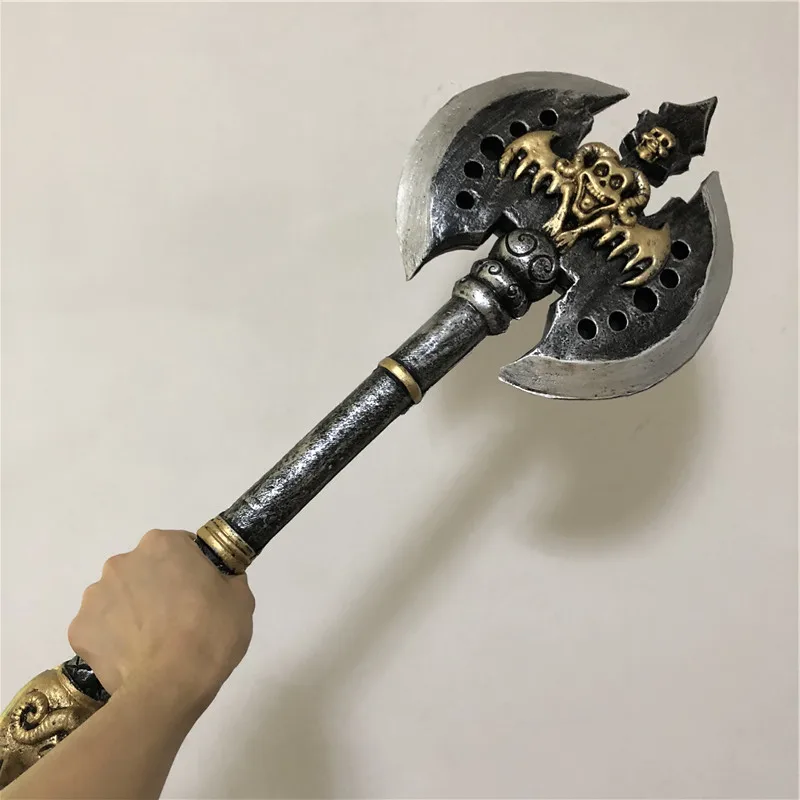 Косплей реквизит на Хэллоуин 1:1 рыцарь Orc Двухсторонний черный топор оружие для
