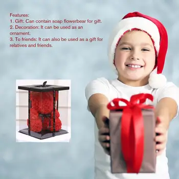 

Gift Box Transparent Colorful Base for Artificial Teddy Bear Rose Clear Flower Gifts Box Women Plush Bear Rabbit Gift