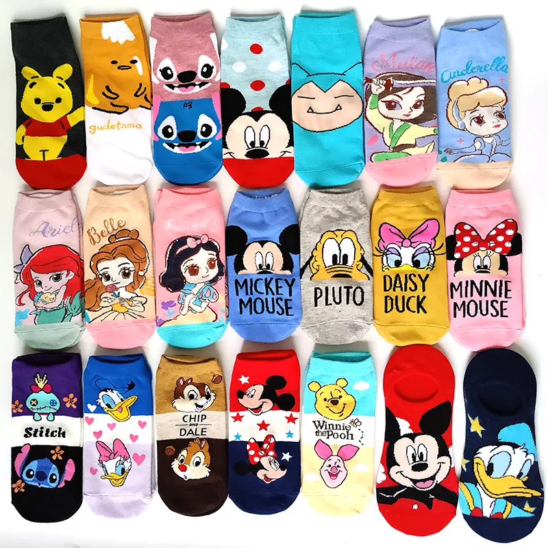 5 Pairs/Pack Women Short Socks Cute Ankle Disney Star Wars Theme Mickey Mouse Donald Duck Minnie Kawaii Sock | Женская одежда
