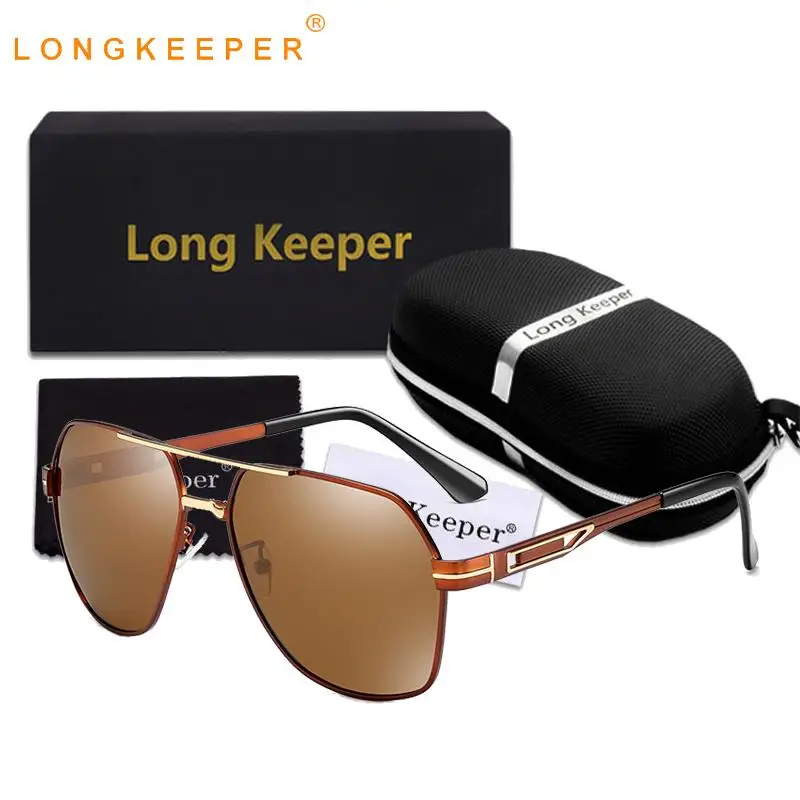 

Men's Pilot Polarized Sunglasses With Case Box Brand Design Luxury Alloy Frame Driving Sun Glasses Male Vintage Driving Goggles