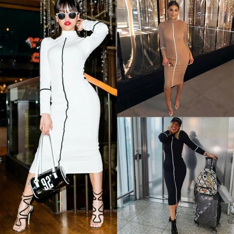 Женское платье-карандаш средней длины с длинным рукавом | Женская одежда